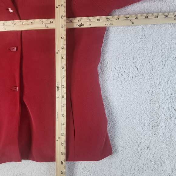 Travis Ayers Red Silk Blazer Women's Size 12 - Picture 8 of 9